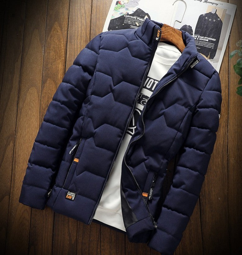 Herren-Baumwolljacke mit Stehkragen, warm gefüttert
