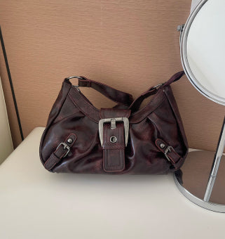 Damen-Schultertasche aus zweifarbigem Lederimitat