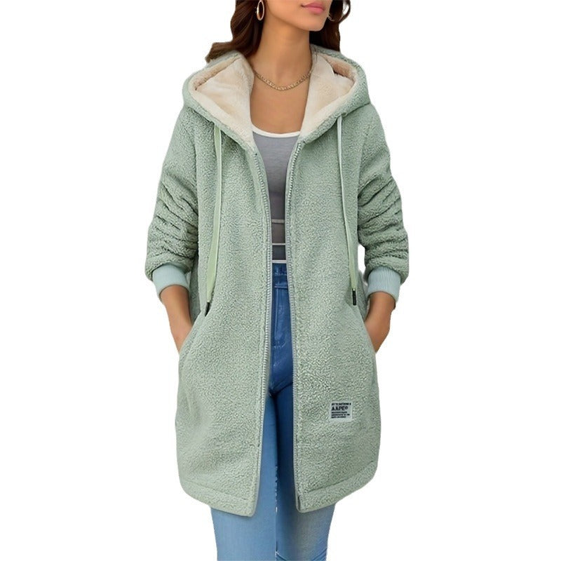 Damen Winter Fleece Kapuzenjacke