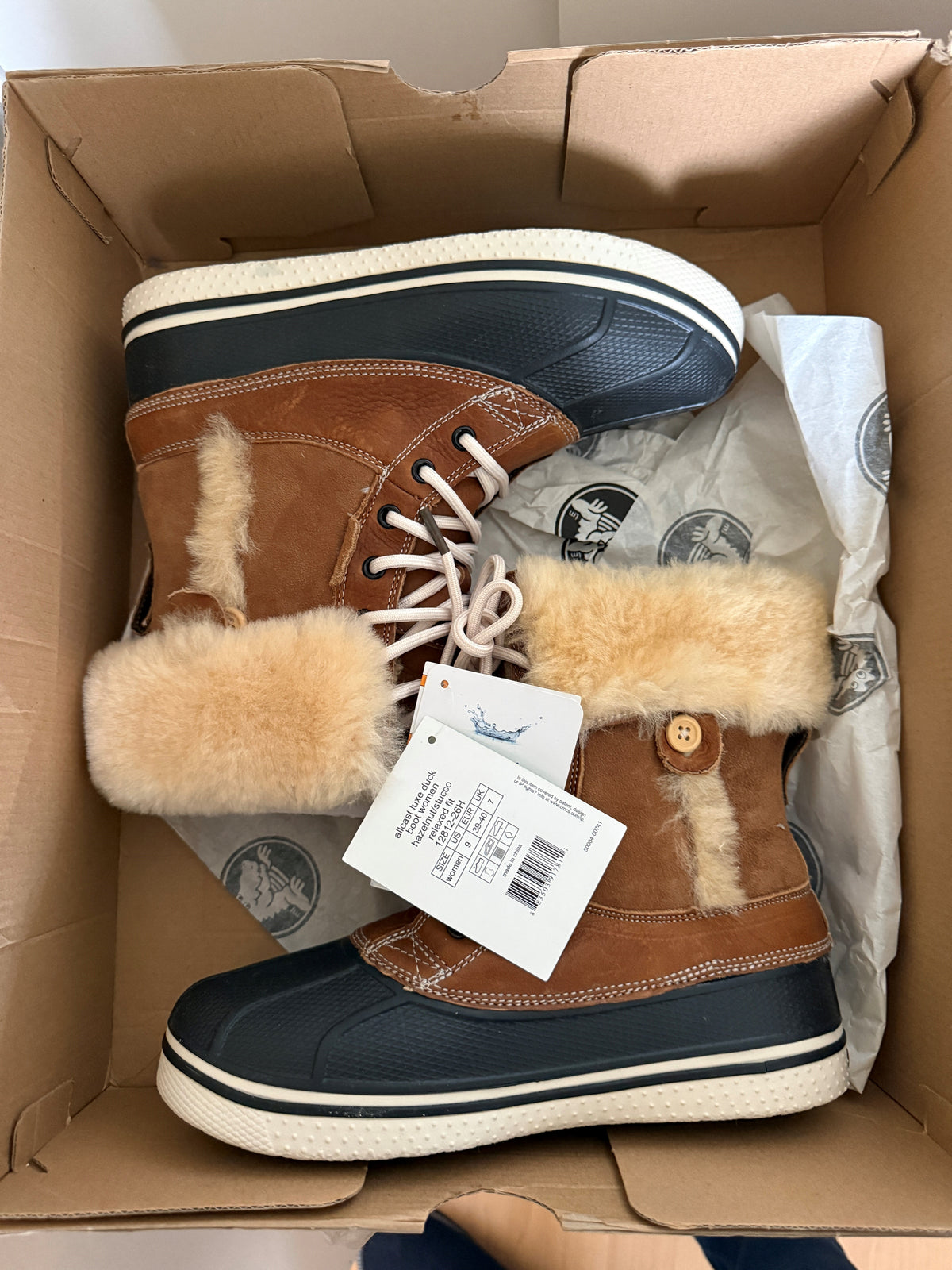 secondhand, Crocs Allcast Luxe Leather Duck Boots Women's
