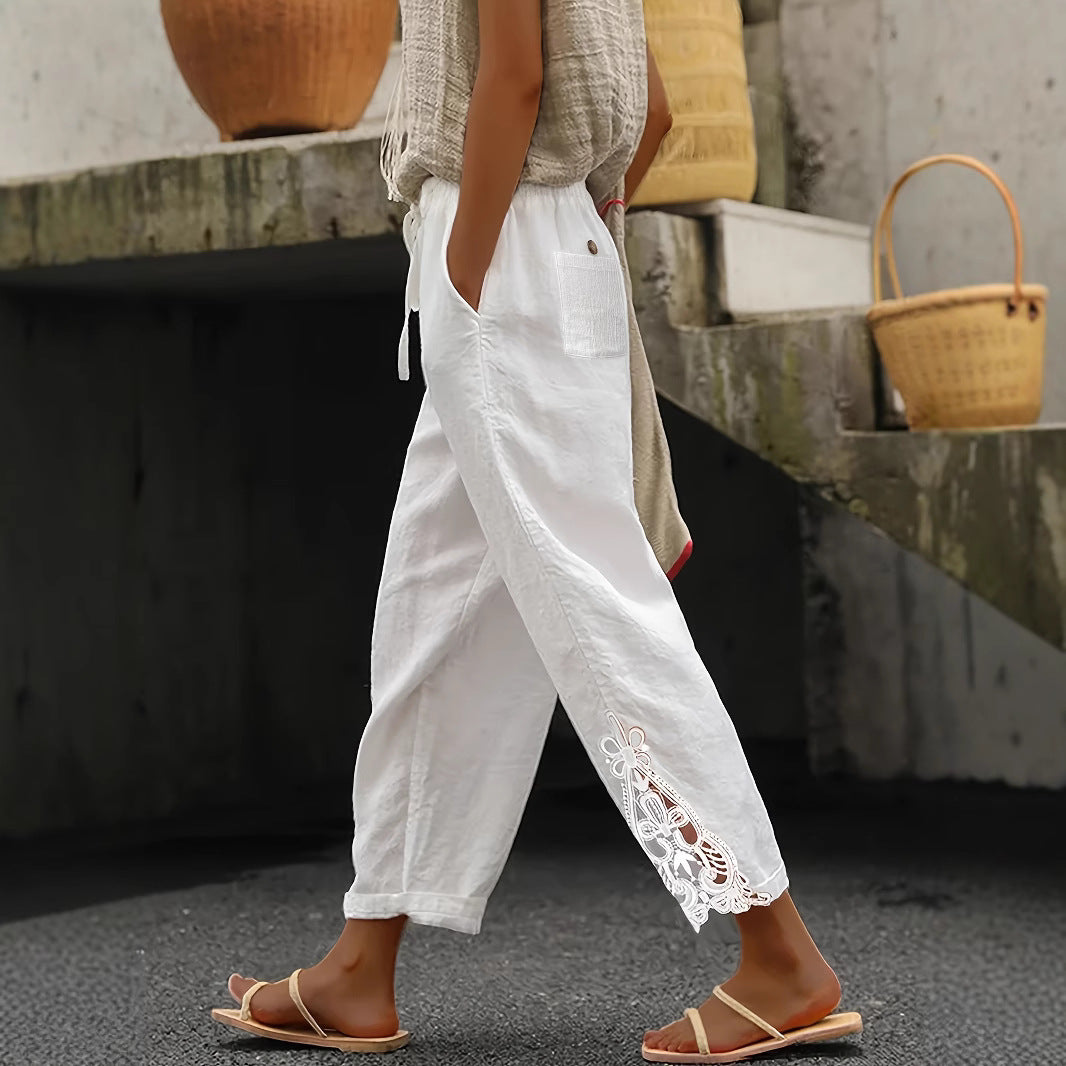 Lässige Damenhose, Baggy Straight Hose
