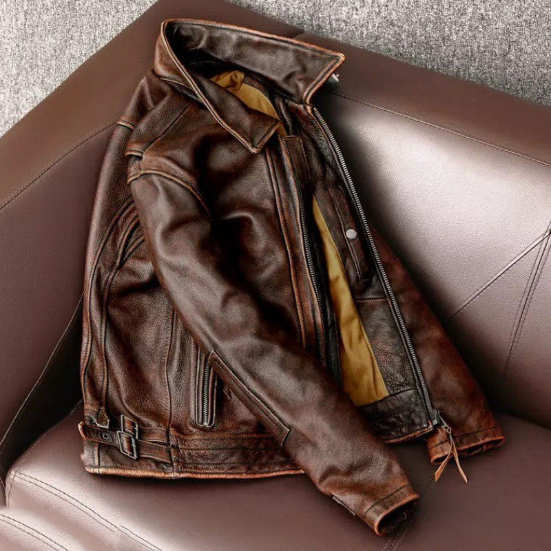 Männerjacke aus Rindleder, Vintage in Braun