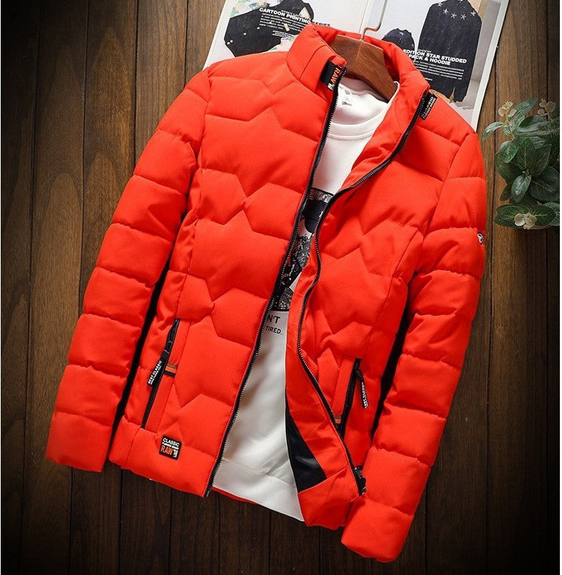 Herren-Baumwolljacke mit Stehkragen, warm gefüttert