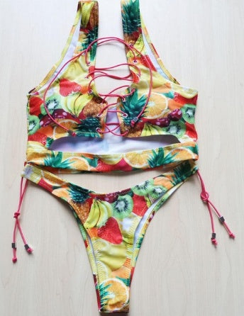 Damen-Bikini mit großer Oberweite, Schnür-String-Bikini-Set, zweiteilig