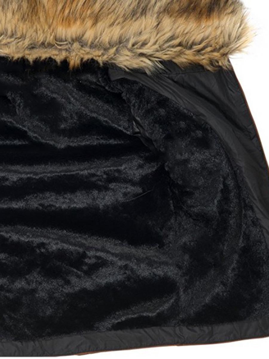 Damen Baumwolljacke mit Pelzkragen und Reißverschluss