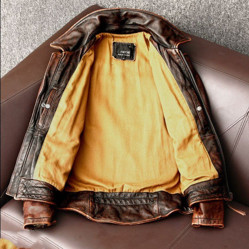 Männerjacke aus Rindleder, Vintage in Braun