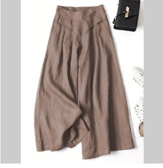 Baumwolle und Leinen 9-Zoll Damen-Hose für jede Gelegenheit