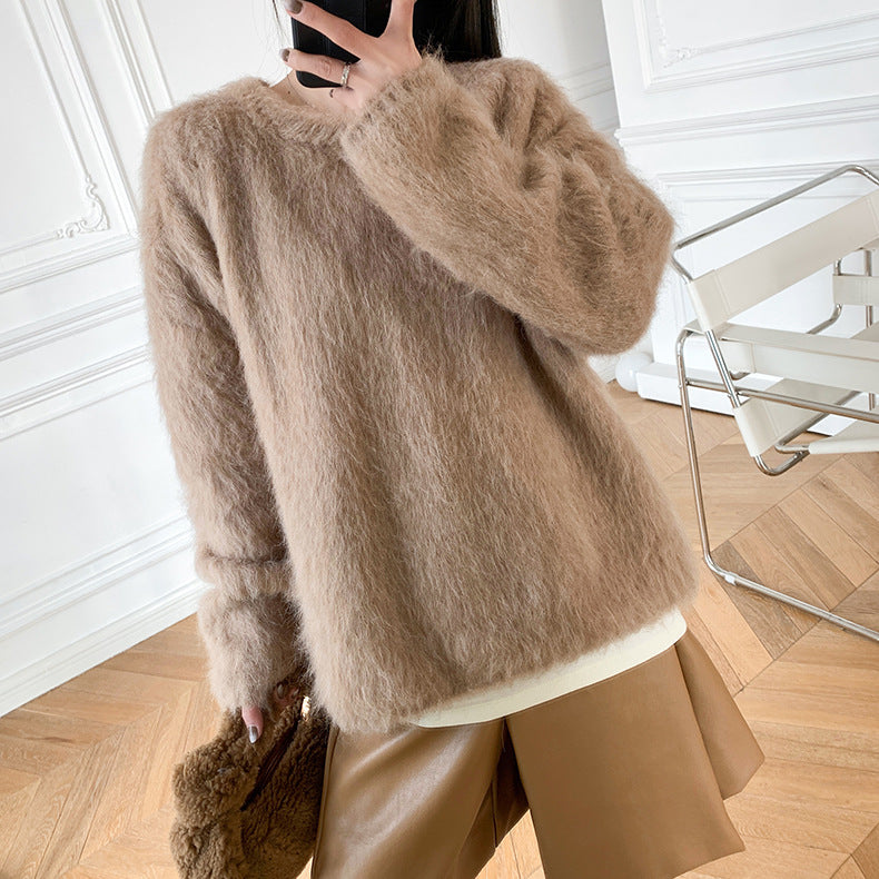 Damen Alpaka-Wollpullover mit Rundhalsausschnitt, Hochwertig