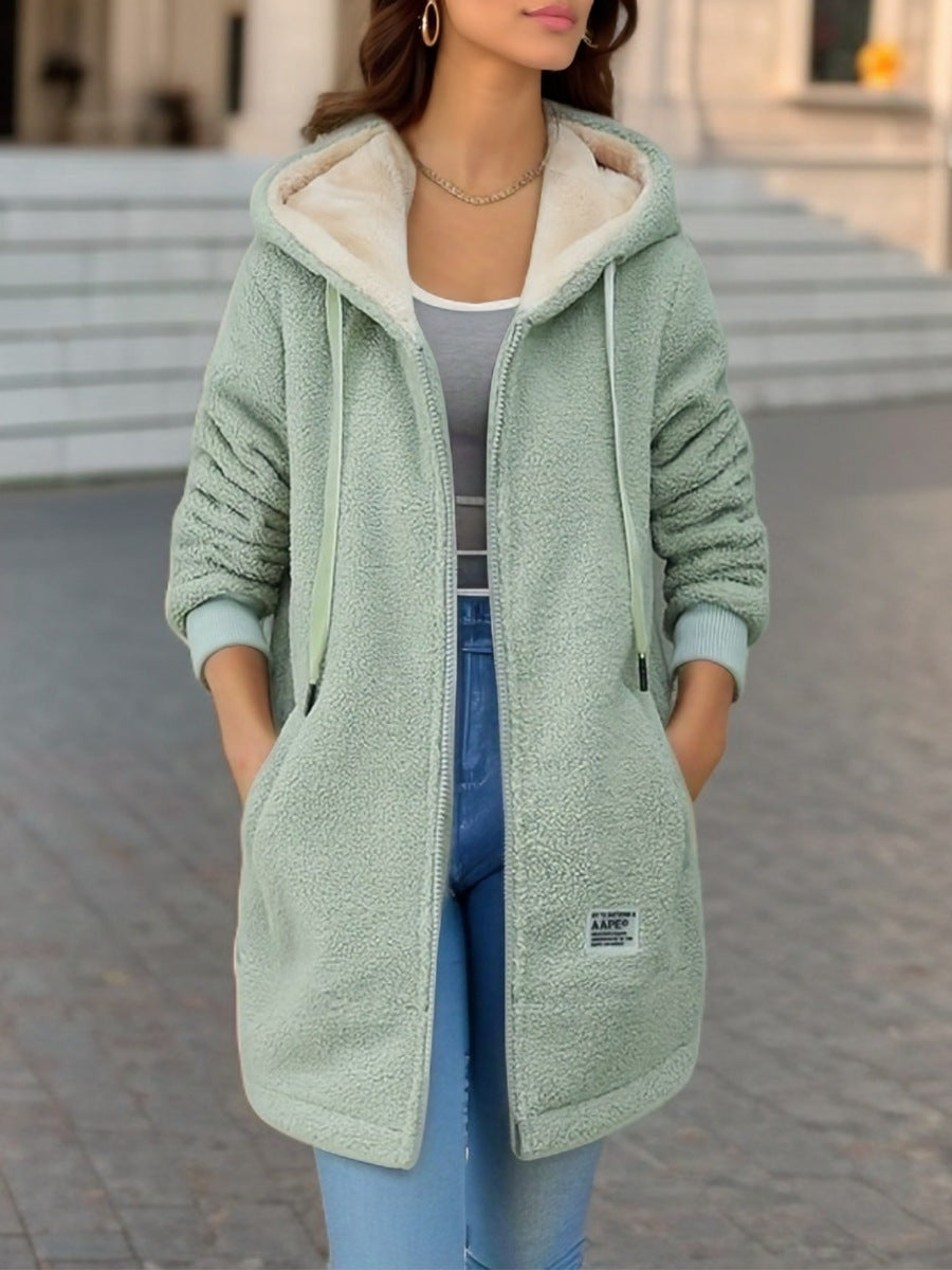 Damen Winter Fleece Kapuzenjacke