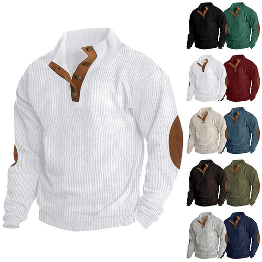 Männer Baumwoll Cord Pullover mit Stehkragen