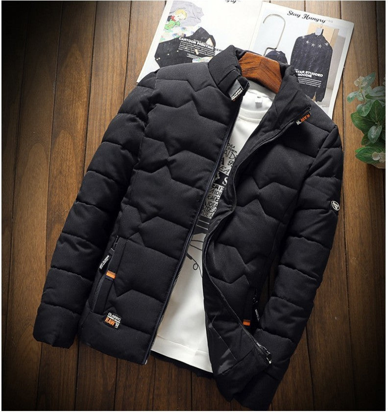 Herren-Baumwolljacke mit Stehkragen, warm gefüttert