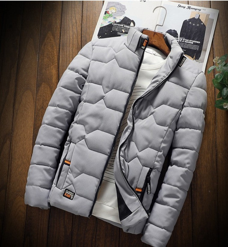 Herren-Baumwolljacke mit Stehkragen, warm gefüttert