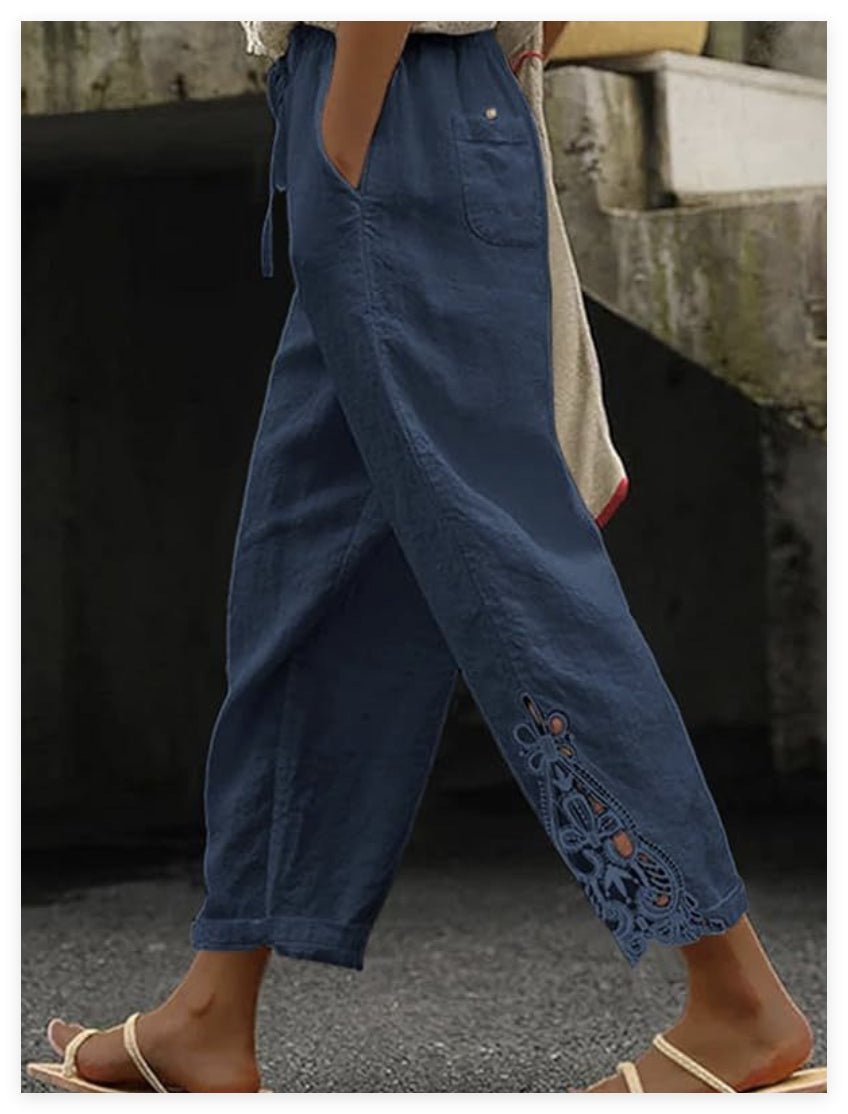Lässige Damenhose, Baggy Straight Hose