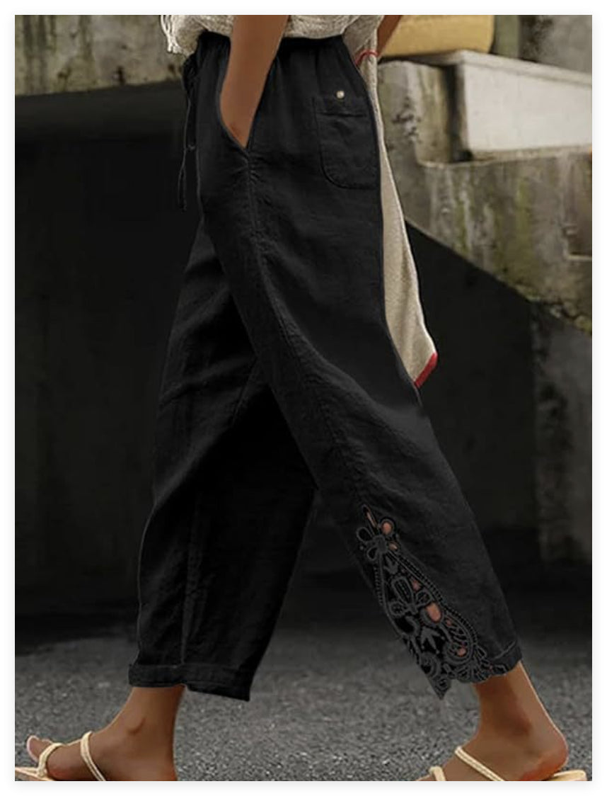 Lässige Damenhose, Baggy Straight Hose