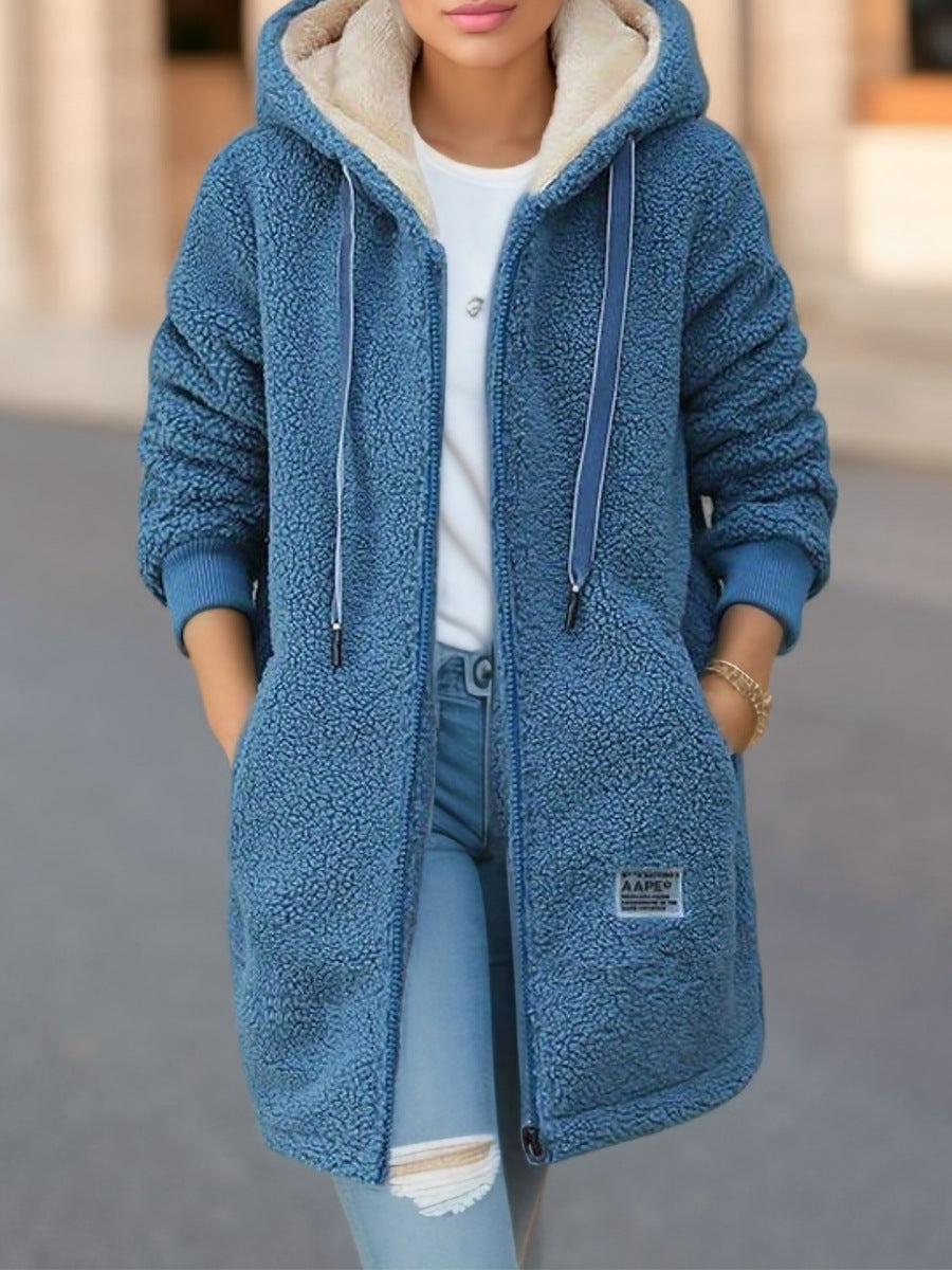 Damen Winter Fleece Kapuzenjacke