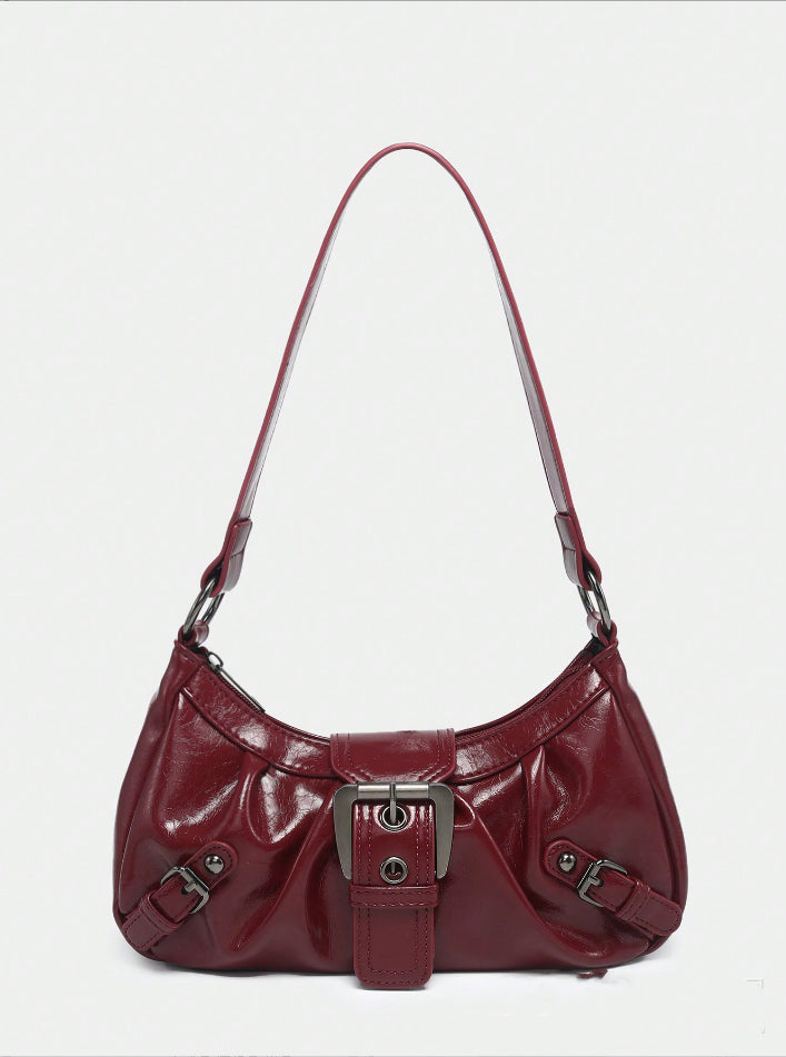 Damen-Schultertasche aus zweifarbigem Lederimitat