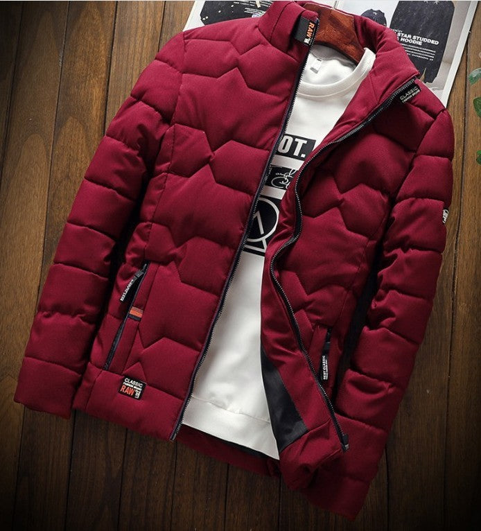Herren-Baumwolljacke mit Stehkragen, warm gefüttert
