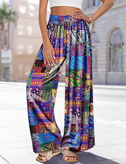 Damenhose Frühling Sommer 2026 im Boho-Stil mit weitem Bein