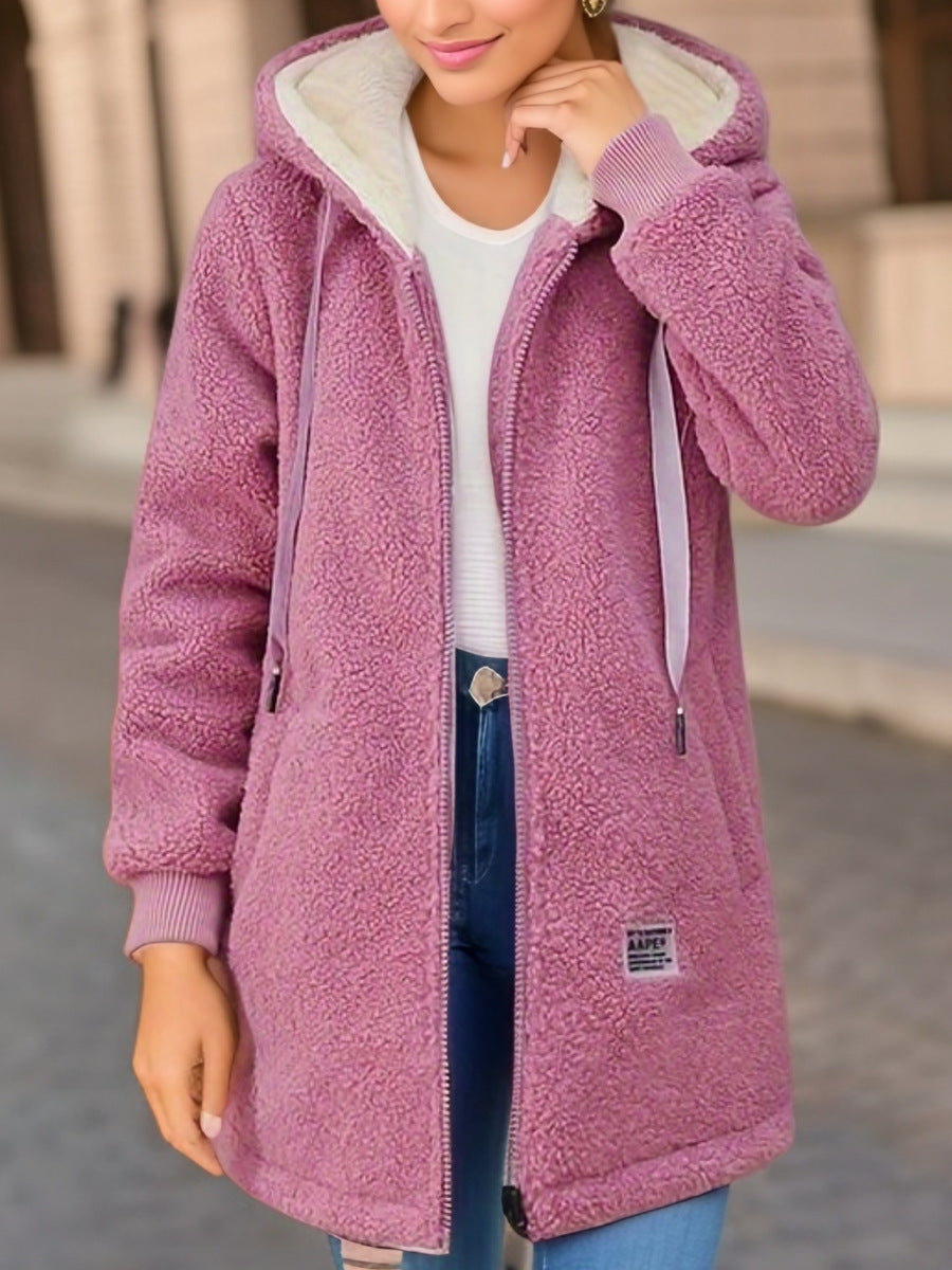 Damen Winter Fleece Kapuzenjacke