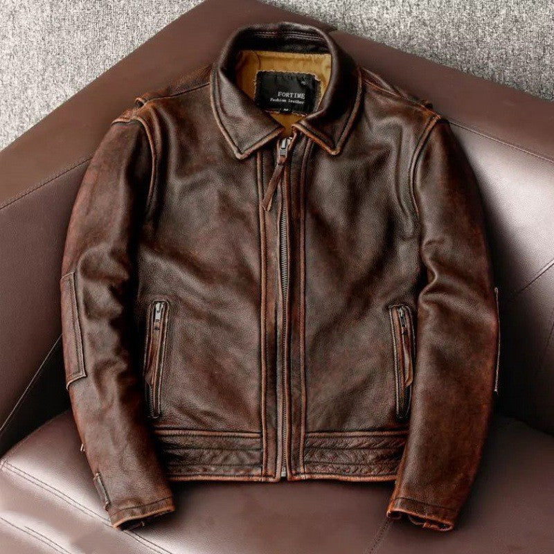 Männerjacke aus Rindleder, Vintage in Braun