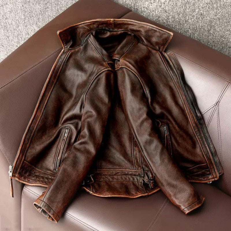 Männerjacke aus Rindleder, Vintage in Braun