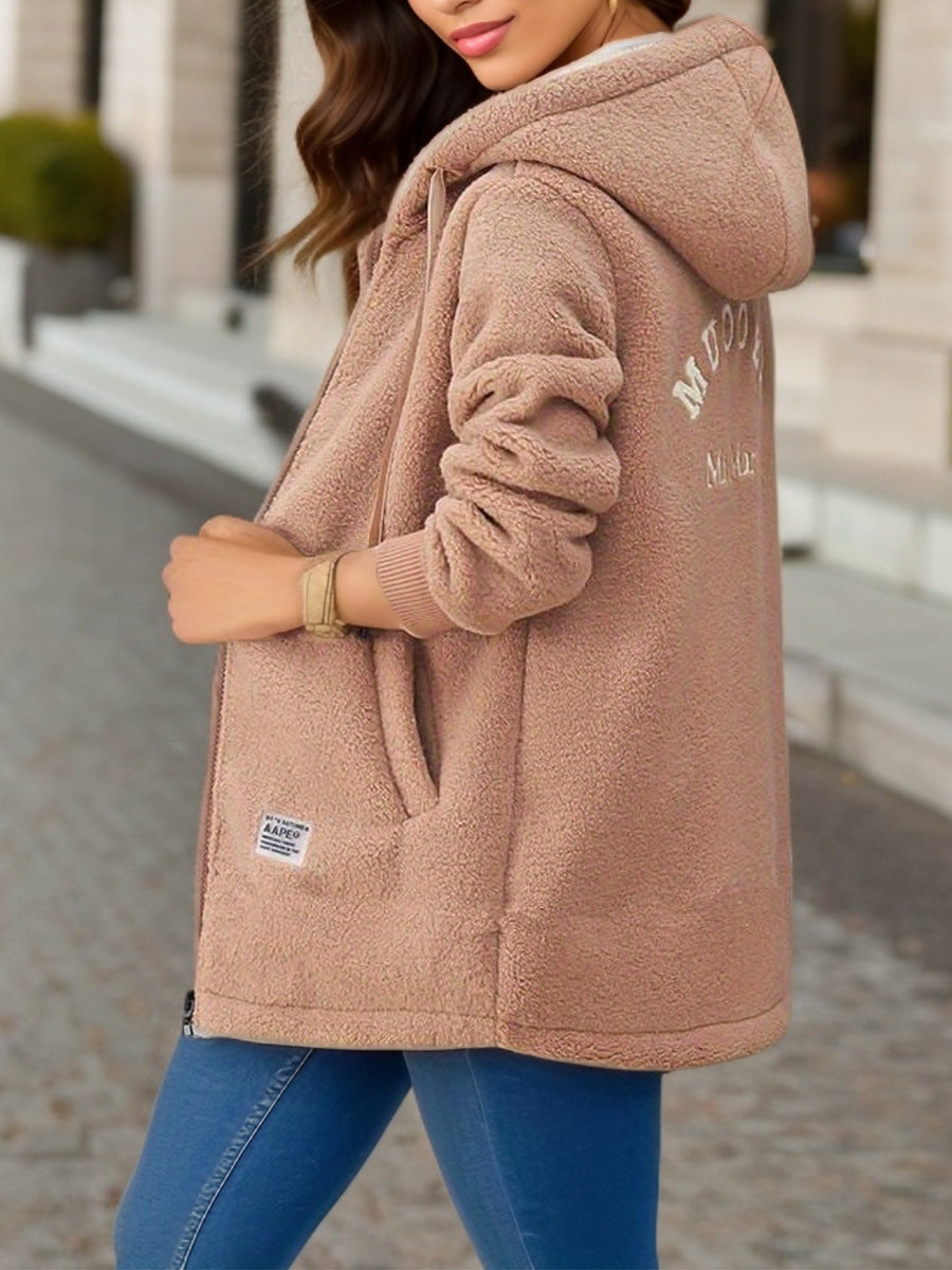 Damen Winter Fleece Kapuzenjacke