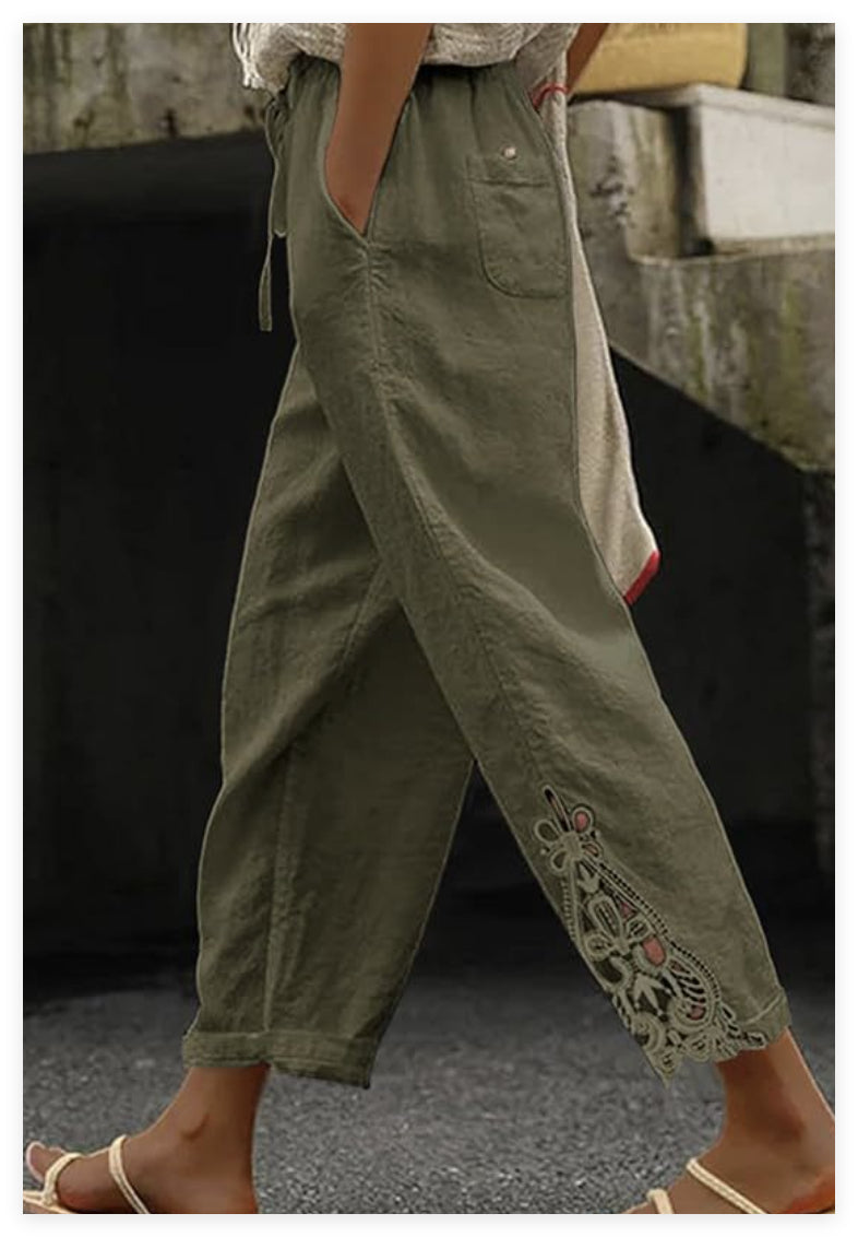 Lässige Damenhose, Baggy Straight Hose