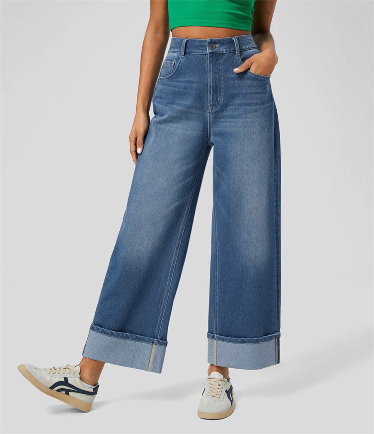 Gerade geschnittene Damen Jeans mit weitem Bein