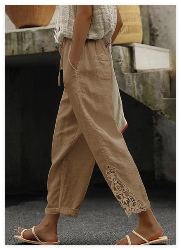 Lässige Damenhose, Baggy Straight Hose