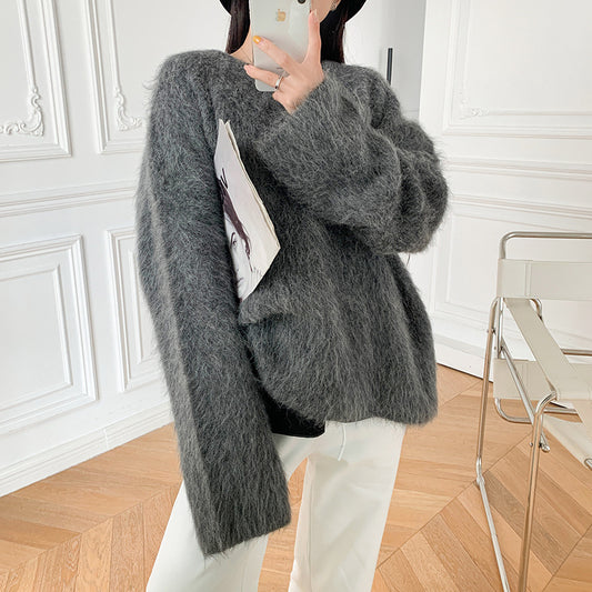 Damen Alpaka-Wollpullover mit Rundhalsausschnitt, Hochwertig