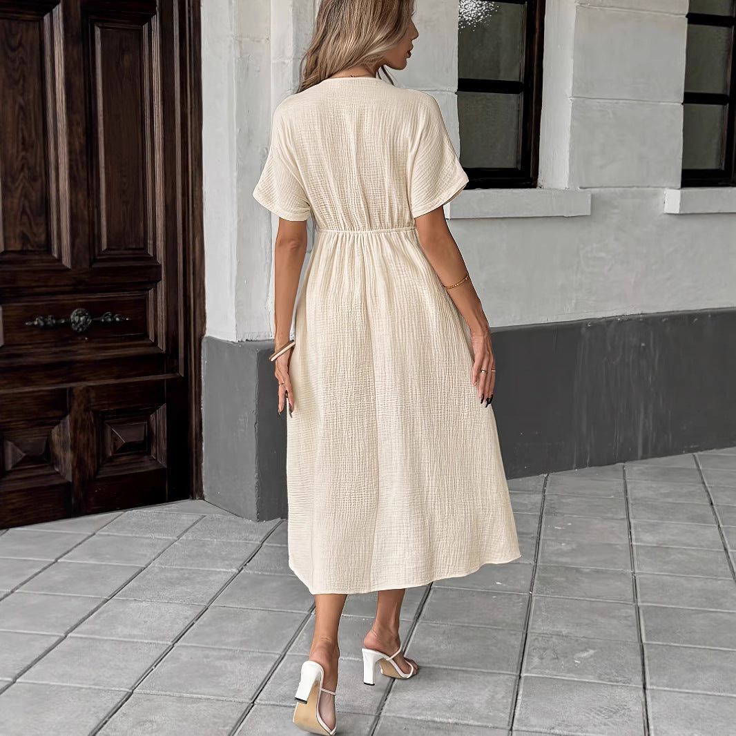 Damen-Kleid im Boho-Stil mit tiefem V-Ausschnitt