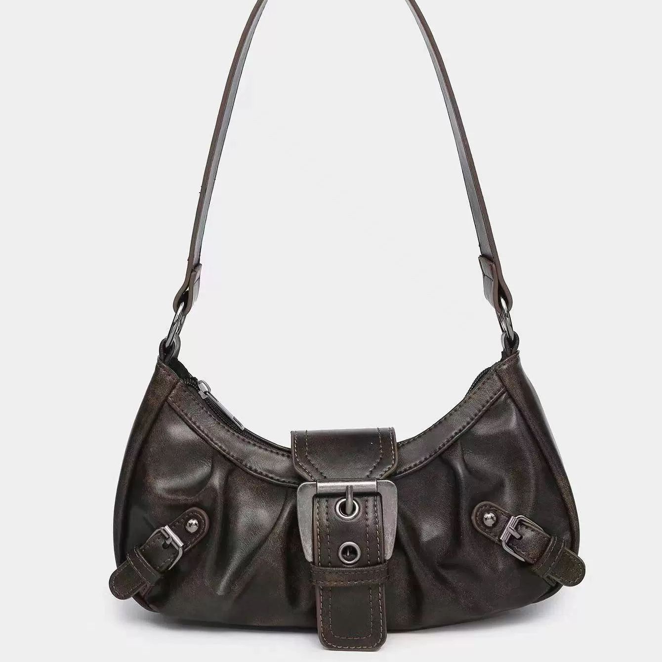 Damen-Schultertasche aus zweifarbigem Lederimitat