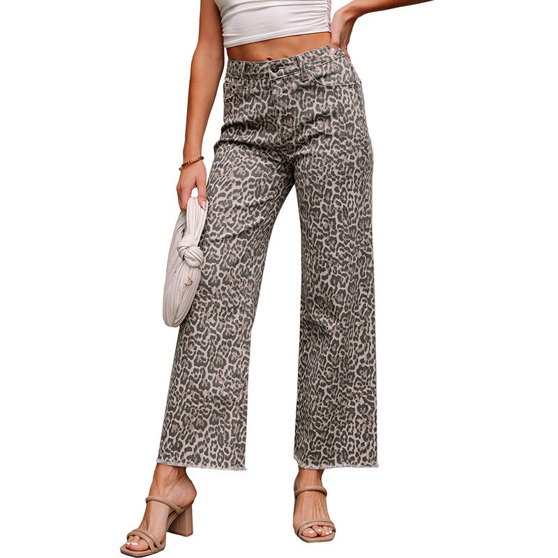 Damen Jeans mit Leopardenmuster