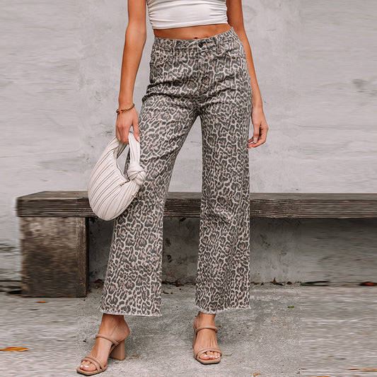 Damen Jeans mit Leopardenmuster