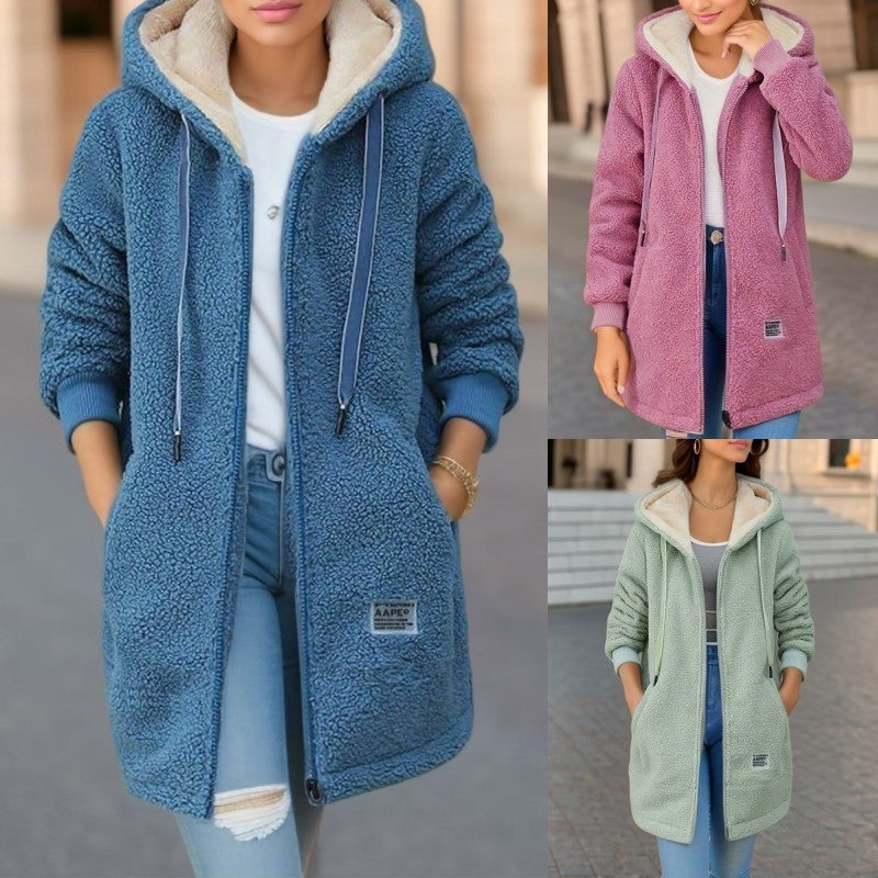 Damen Winter Fleece Kapuzenjacke