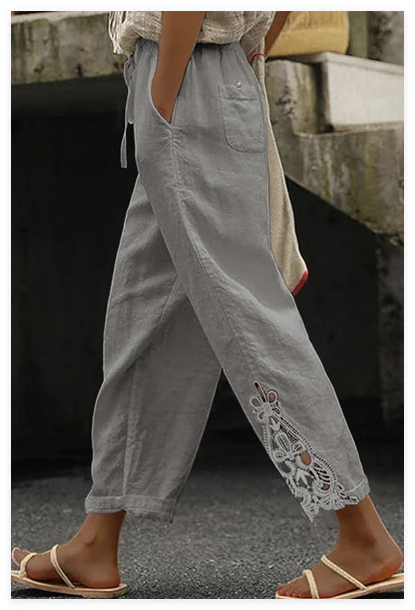 Lässige Damenhose, Baggy Straight Hose
