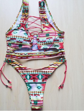 Damen-Bikini mit großer Oberweite, Schnür-String-Bikini-Set, zweiteilig
